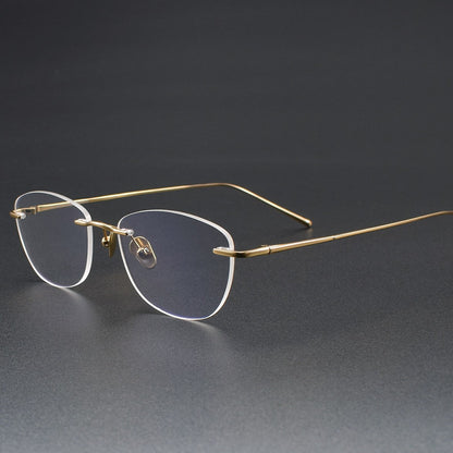 Women's Rimless Cat Eye Glasses | Ultra-Light Pure Titanium Minimalist Prescription Frame ZY52018 - HP eyeglasses