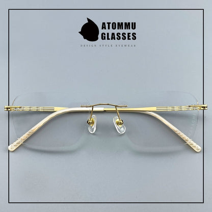 Women’s Rimless Pure Titanium Eyeglasses – Square Ultra Lightweight Business Frame 6443 - HP eyeglasses