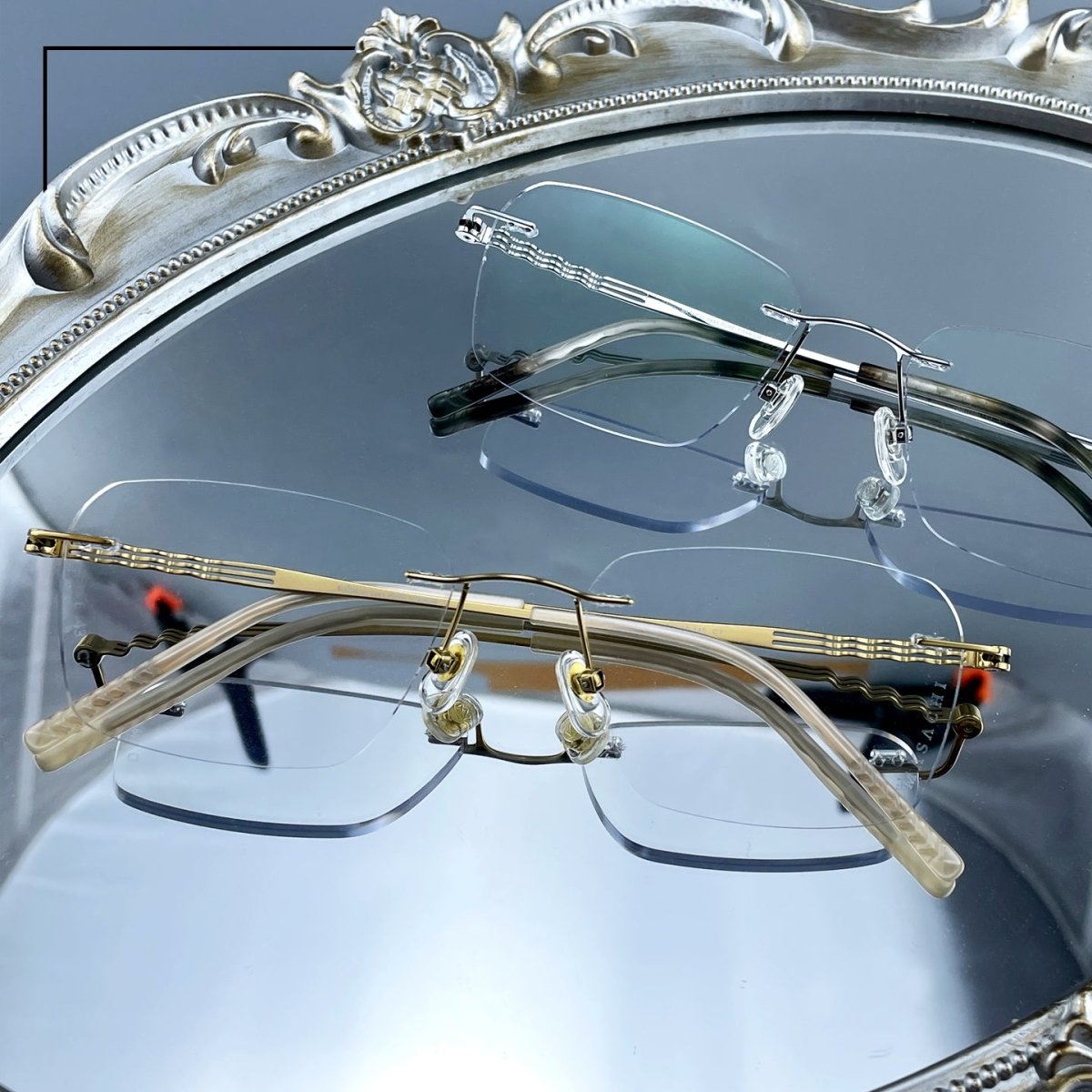 Women’s Rimless Pure Titanium Eyeglasses – Square Ultra Lightweight Business Frame 6443 - HP eyeglasses