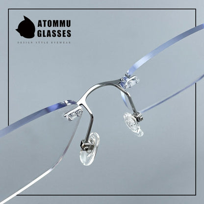 Women’s Rimless Pure Titanium Eyeglasses – Square Ultra Lightweight Business Frame 6443 - HP eyeglasses