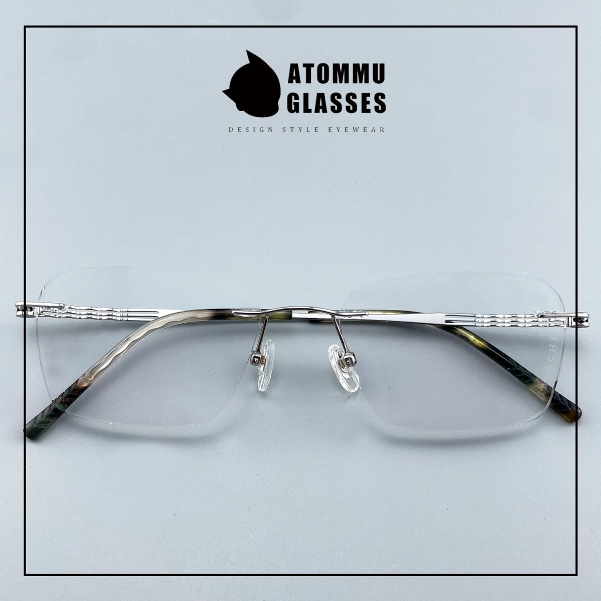 Women’s Rimless Pure Titanium Eyeglasses – Square Ultra Lightweight Business Frame 6443 - HP eyeglasses