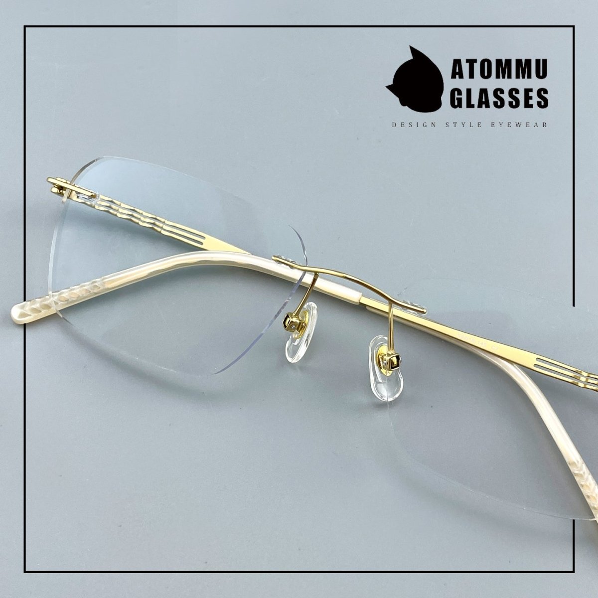 Women’s Rimless Pure Titanium Eyeglasses – Square Ultra Lightweight Business Frame 6443 - HP eyeglasses