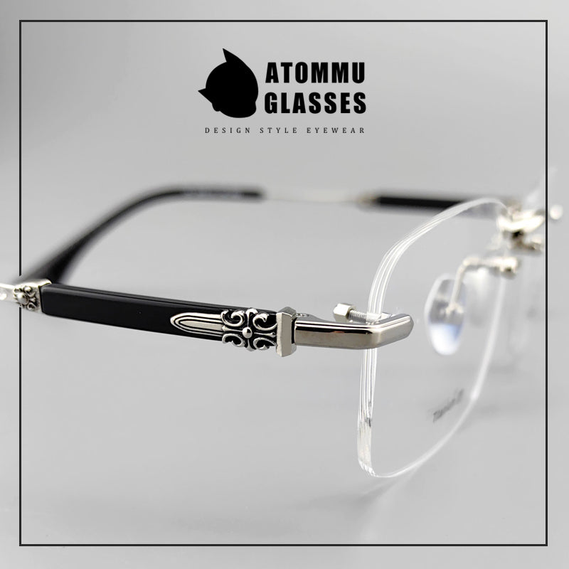 Chrome Hearts 风格商务无框眼镜 |钛和醋酸纤维混合镜框 - EO-699 