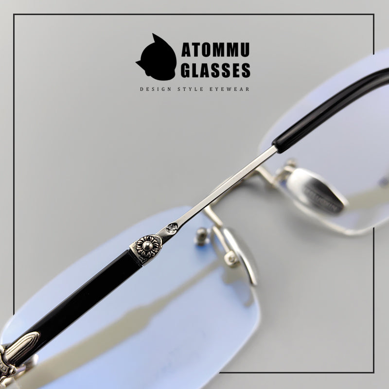 Chrome Hearts Style Frameless Glasses for Business | Titanium and Acetate Blend Frame - EO-699