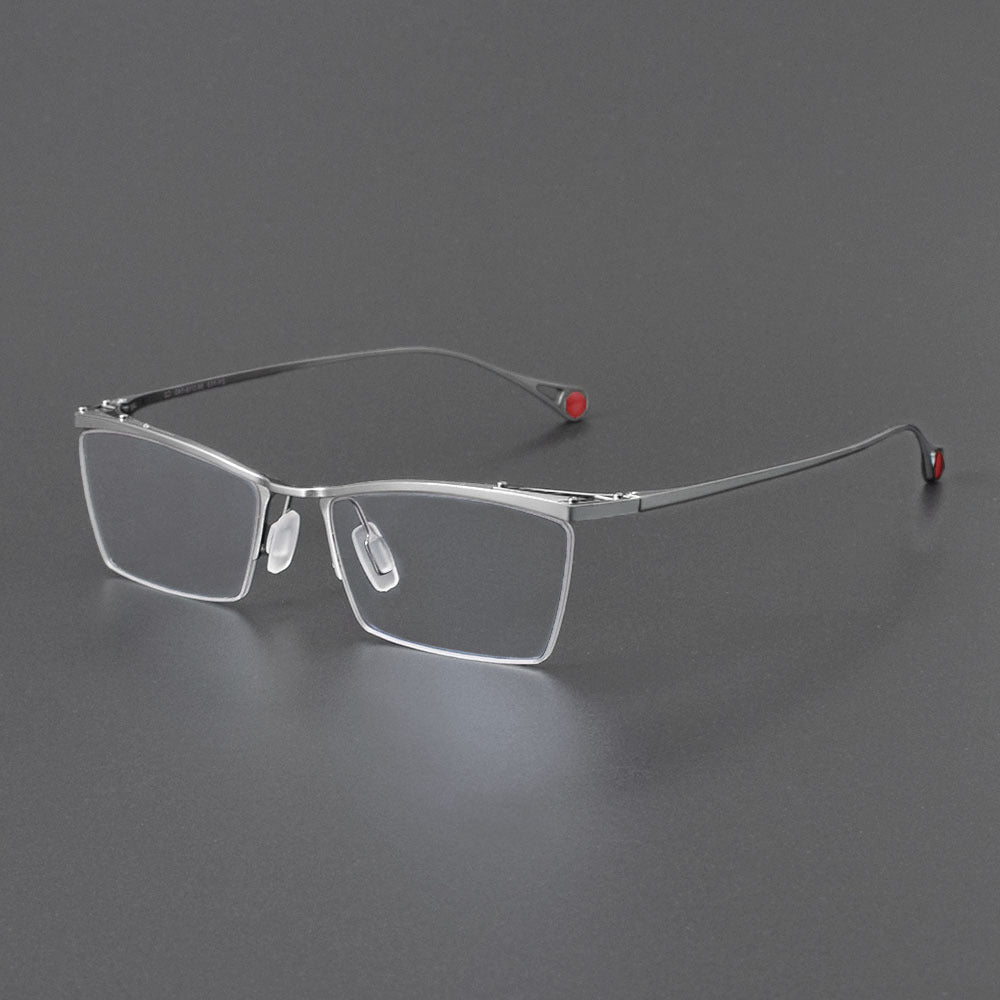 ZY - 113 Titanium Semi - Rimless Business Glasses – Okuyama Same Style Carbon Fiber Design, Lightweight Half Frame Eyewear for Men - HP eyeglasses