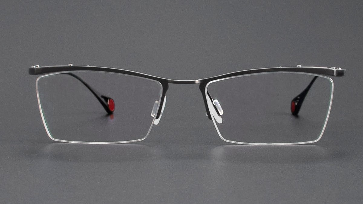 ZY - 113 Titanium Semi - Rimless Business Glasses – Okuyama Same Style Carbon Fiber Design, Lightweight Half Frame Eyewear for Men - HP eyeglasses