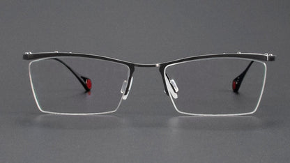 ZY - 113 Titanium Semi - Rimless Business Glasses – Okuyama Same Style Carbon Fiber Design, Lightweight Half Frame Eyewear for Men - HP eyeglasses