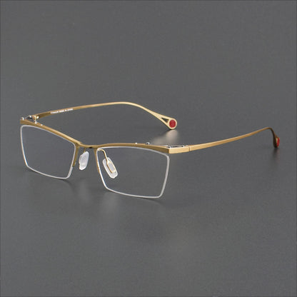 ZY - 113 Titanium Semi - Rimless Business Glasses – Okuyama Same Style Carbon Fiber Design, Lightweight Half Frame Eyewear for Men - HP eyeglasses