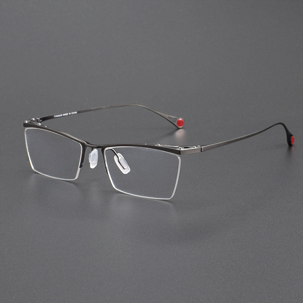 ZY - 113 Titanium Semi - Rimless Business Glasses – Okuyama Same Style Carbon Fiber Design, Lightweight Half Frame Eyewear for Men - HP eyeglasses
