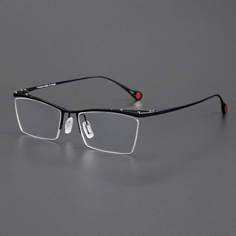 ZY - 113 Titanium Semi - Rimless Business Glasses – Okuyama Same Style Carbon Fiber Design, Lightweight Half Frame Eyewear for Men - HP eyeglasses