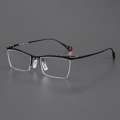 ZY - 113 Titanium Semi - Rimless Business Glasses – Okuyama Same Style Carbon Fiber Design, Lightweight Half Frame Eyewear for Men - HP eyeglasses