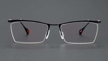 ZY - 113 Titanium Semi - Rimless Business Glasses – Okuyama Same Style Carbon Fiber Design, Lightweight Half Frame Eyewear for Men - HP eyeglasses