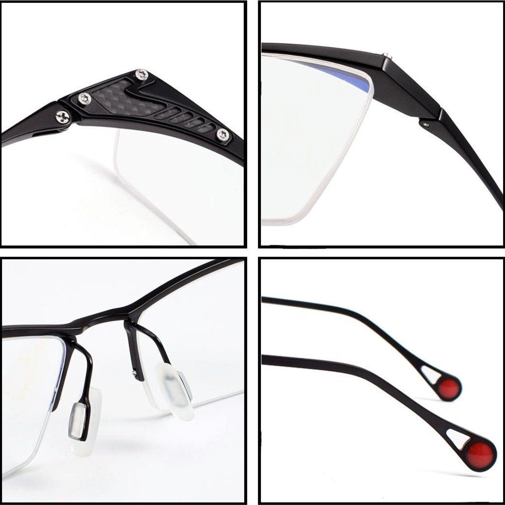 ZY - 113 Titanium Semi - Rimless Business Glasses – Okuyama Same Style Carbon Fiber Design, Lightweight Half Frame Eyewear for Men - HP eyeglasses