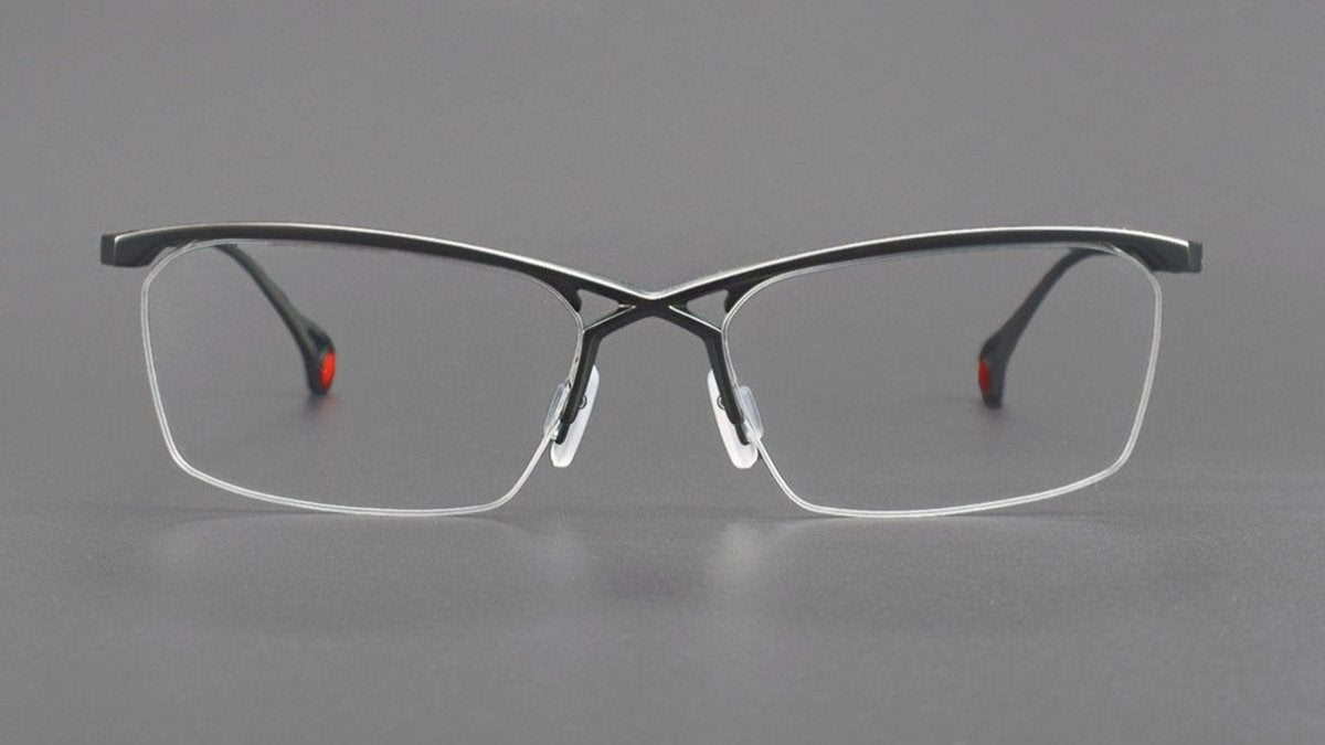 ZY - 222 Okuyama Same Style Titanium Semi - Rimless Glasses – Lightweight Business Eyewear with Hollow Design, Half Frame Prescription Ready - HP eyeglasses