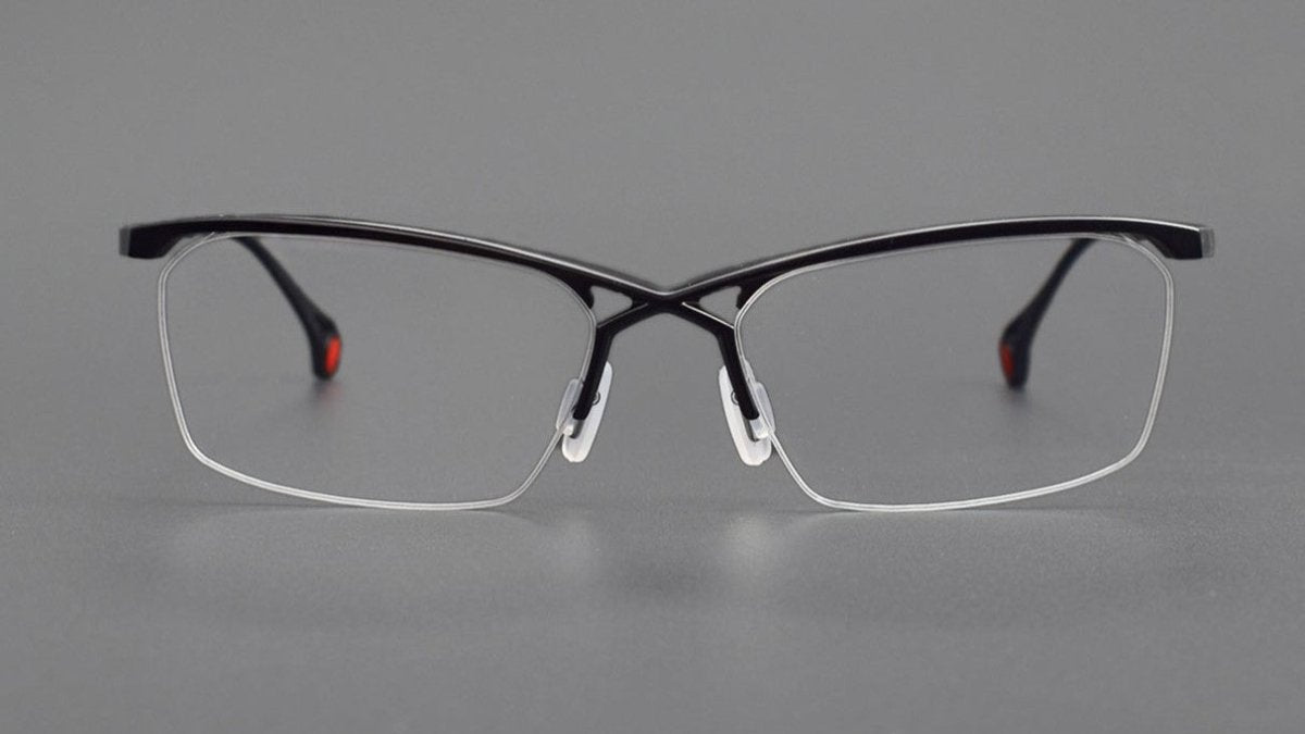 ZY - 222 Okuyama Same Style Titanium Semi - Rimless Glasses – Lightweight Business Eyewear with Hollow Design, Half Frame Prescription Ready - HP eyeglasses