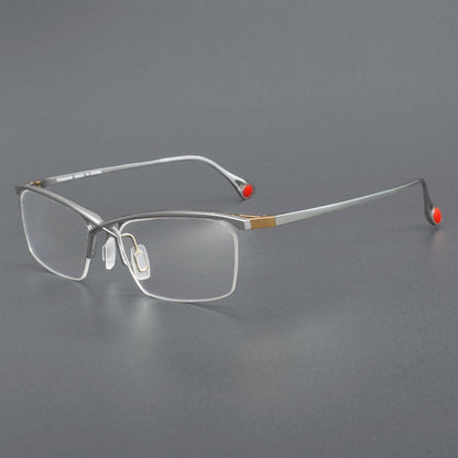 ZY - 222 Okuyama Same Style Titanium Semi - Rimless Glasses – Lightweight Business Eyewear with Hollow Design, Half Frame Prescription Ready - HP eyeglasses