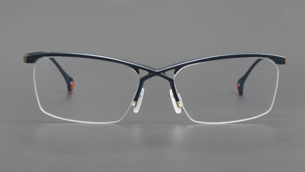 ZY - 222 Okuyama Same Style Titanium Semi - Rimless Glasses – Lightweight Business Eyewear with Hollow Design, Half Frame Prescription Ready - HP eyeglasses
