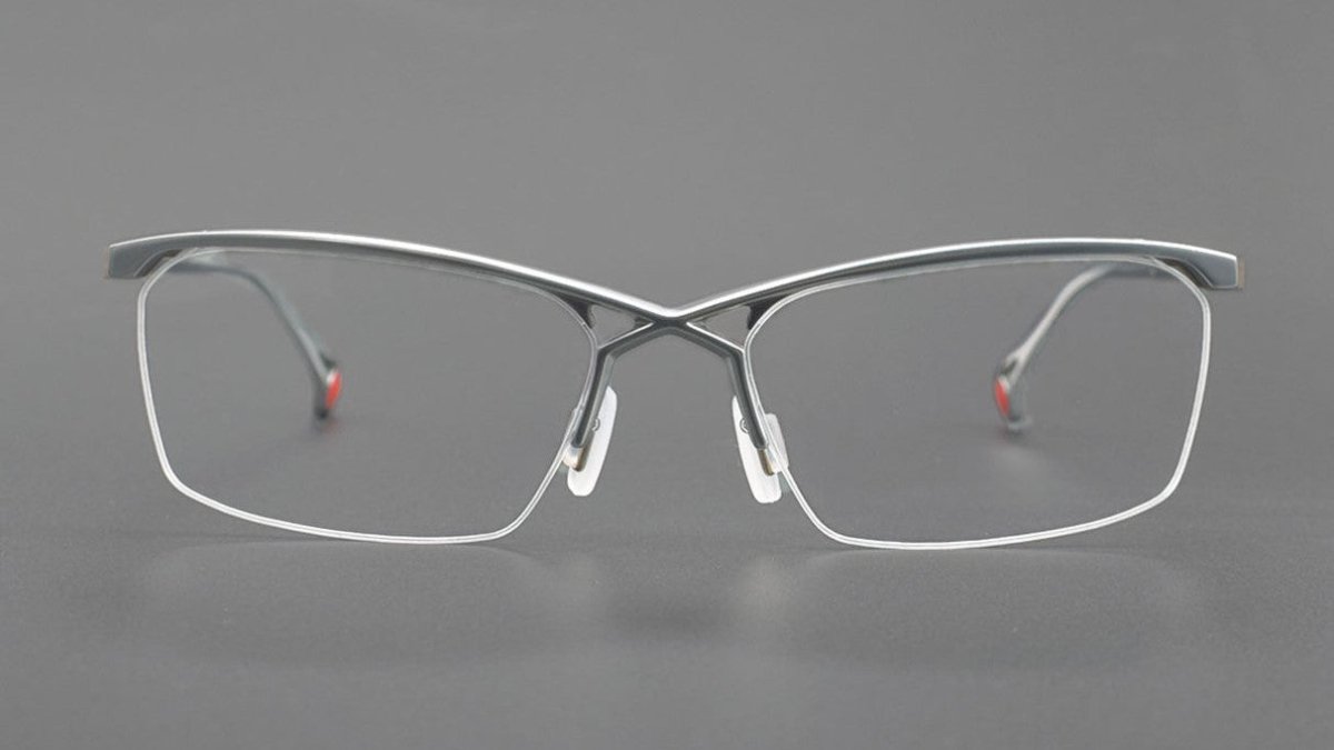 ZY - 222 Okuyama Same Style Titanium Semi - Rimless Glasses – Lightweight Business Eyewear with Hollow Design, Half Frame Prescription Ready - HP eyeglasses