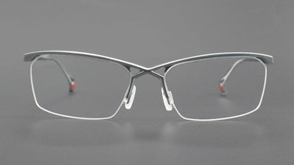 ZY - 222 Okuyama Same Style Titanium Semi - Rimless Glasses – Lightweight Business Eyewear with Hollow Design, Half Frame Prescription Ready - HP eyeglasses