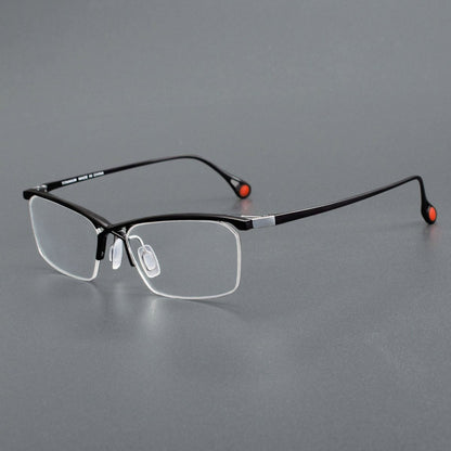 ZY - 222 Okuyama Same Style Titanium Semi - Rimless Glasses – Lightweight Business Eyewear with Hollow Design, Half Frame Prescription Ready - HP eyeglasses