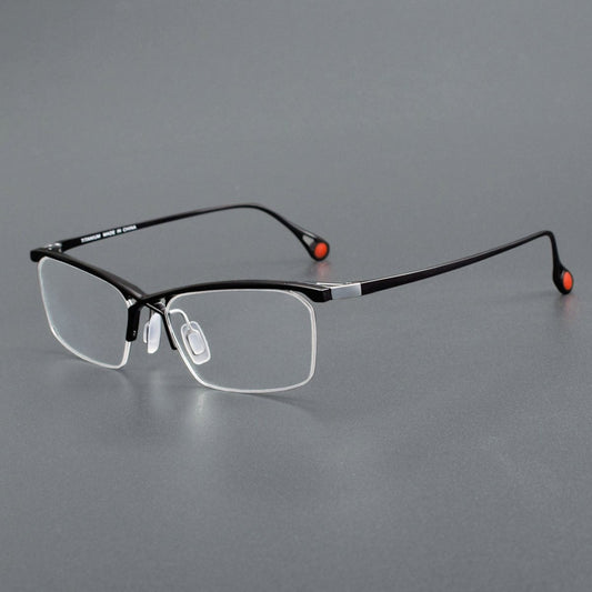 ZY - 222 Okuyama Same Style Titanium Semi - Rimless Glasses – Lightweight Business Eyewear with Hollow Design, Half Frame Prescription Ready - HP eyeglasses