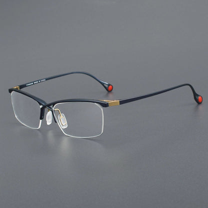 ZY - 222 Okuyama Same Style Titanium Semi - Rimless Glasses – Lightweight Business Eyewear with Hollow Design, Half Frame Prescription Ready - HP eyeglasses