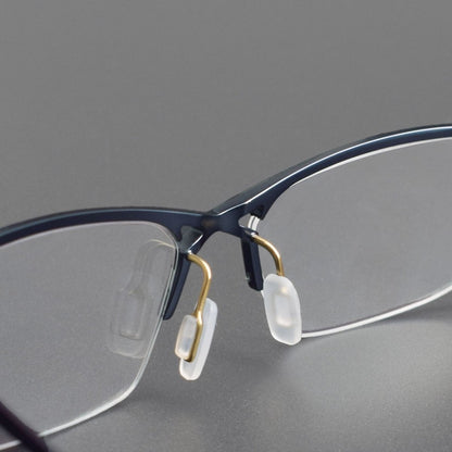 ZY - 222 Okuyama Same Style Titanium Semi - Rimless Glasses – Lightweight Business Eyewear with Hollow Design, Half Frame Prescription Ready - HP eyeglasses