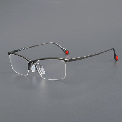 ZY - 222 Okuyama Same Style Titanium Semi - Rimless Glasses – Lightweight Business Eyewear with Hollow Design, Half Frame Prescription Ready - HP eyeglasses
