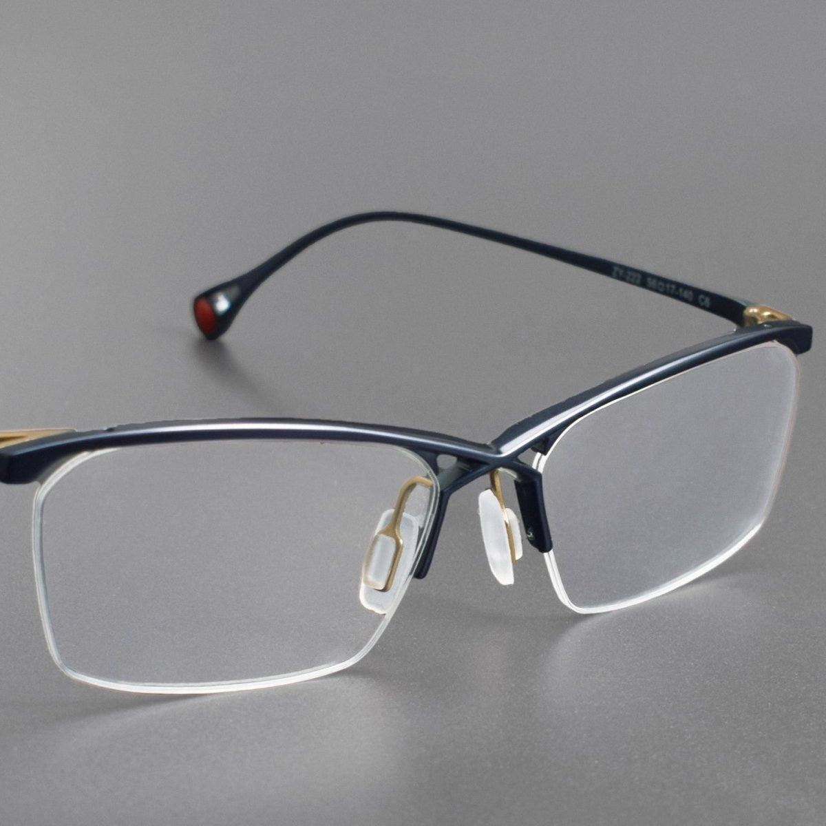 ZY - 222 Okuyama Same Style Titanium Semi - Rimless Glasses – Lightweight Business Eyewear with Hollow Design, Half Frame Prescription Ready - HP eyeglasses