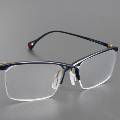 ZY - 222 Okuyama Same Style Titanium Semi - Rimless Glasses – Lightweight Business Eyewear with Hollow Design, Half Frame Prescription Ready - HP eyeglasses